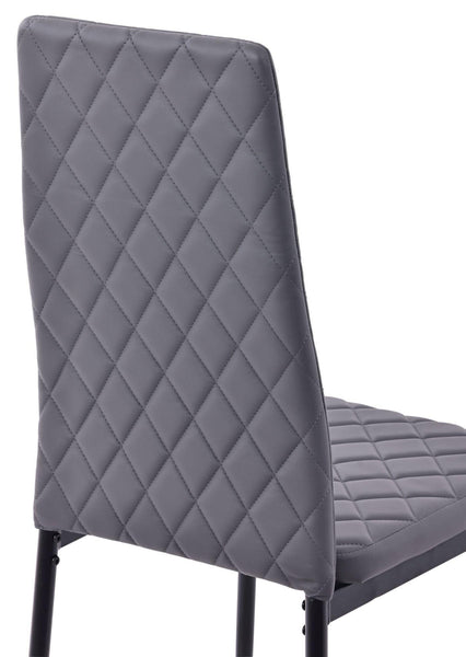 Salvo Dining Chairs in Grey Colour Leather and Black Metal Legs