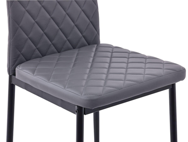 Salvo Dining Chairs in Grey Colour Leather and Black Metal Legs
