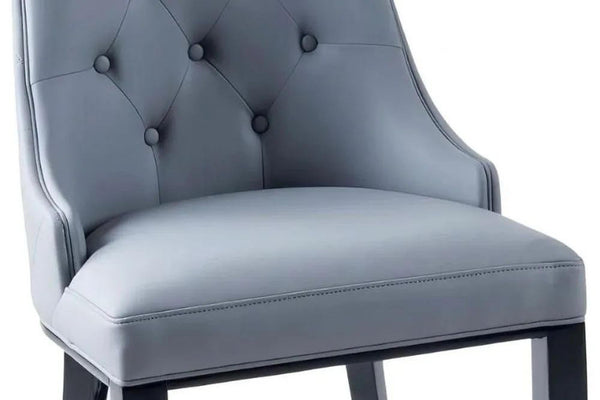 Torino Grey Leather Large High Back Dining Chair with Black Legs