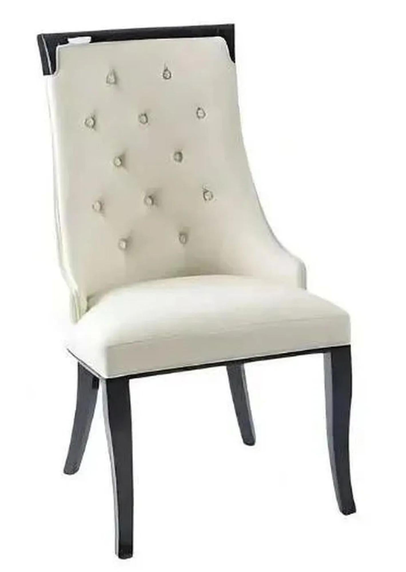 Torino Cream Leather Large High Back Dining Chair with Black Legs