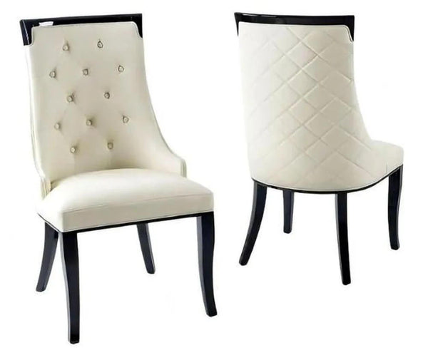 Torino Cream Leather Large High Back Dining Chair with Black Legs