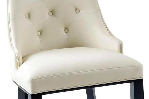 Torino Cream Leather Large High Back Dining Chair with Black Legs