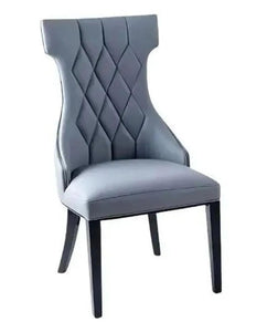 Tremiti Grey Leather Large High Back Dining Chair with Black Legs