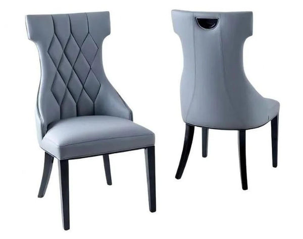 Tremiti Grey Leather Large High Back Dining Chair with Black Legs