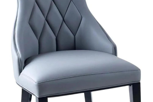 Tremiti Grey Leather Large High Back Dining Chair with Black Legs