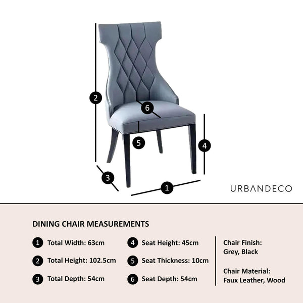 Tremiti Grey Leather Large High Back Dining Chair with Black Legs