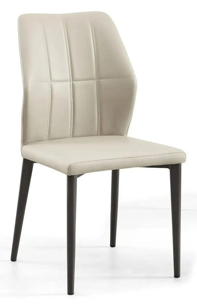 Tate Taupe Leather Dining Chair - Black Legs