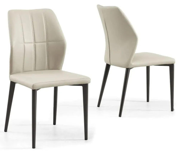 Tate Taupe Leather Dining Chair - Black Legs