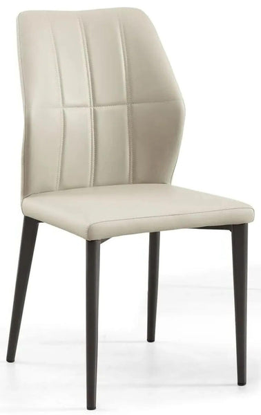 Tate Taupe Leather Dining Chair - Black Legs