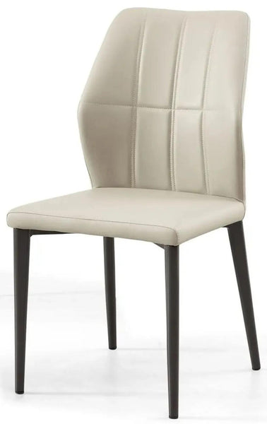 Tate Taupe Leather Dining Chair - Black Legs