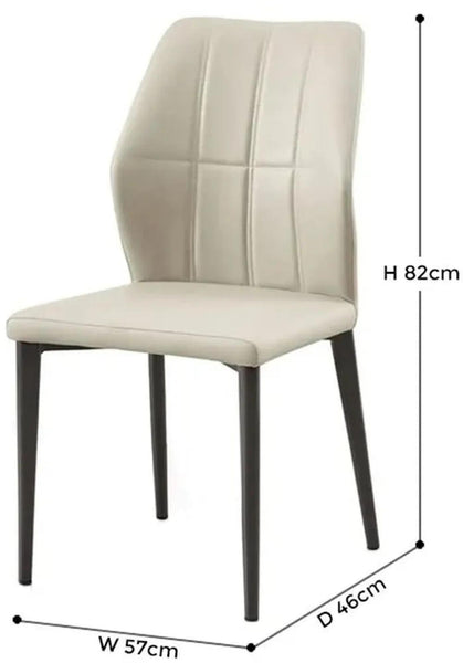 Tate Taupe Leather Dining Chair - Black Legs