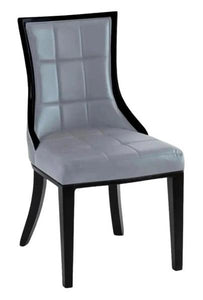 Zanetti Grey Leather Dining Chair with Brown Legs