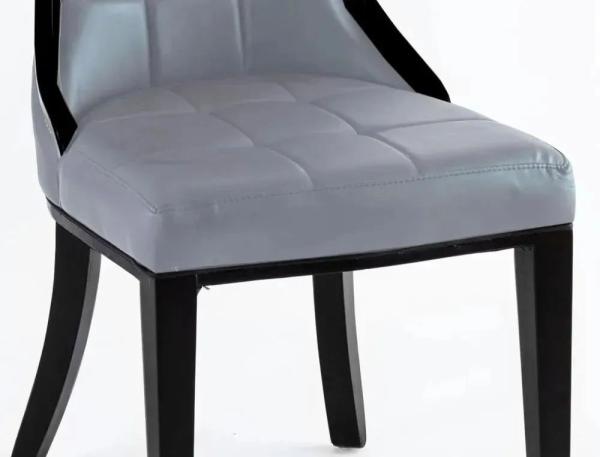 Zanetti Grey Leather Dining Chair with Brown Legs