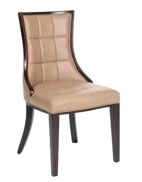 Zanetti Taupe Leather Dining Chair with Brown Legs