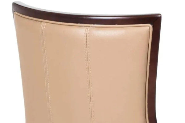 Zanetti Taupe Leather Dining Chair with Brown Legs