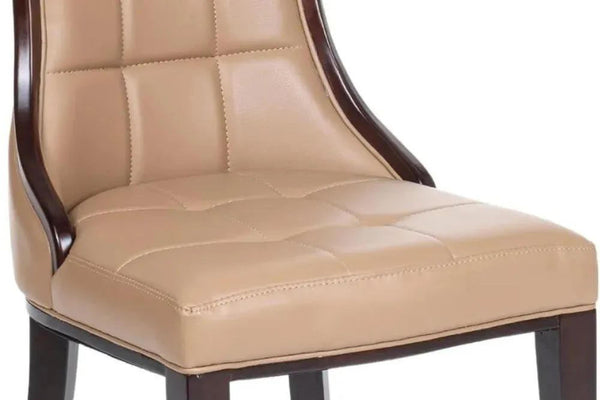 Zanetti Taupe Leather Dining Chair with Brown Legs