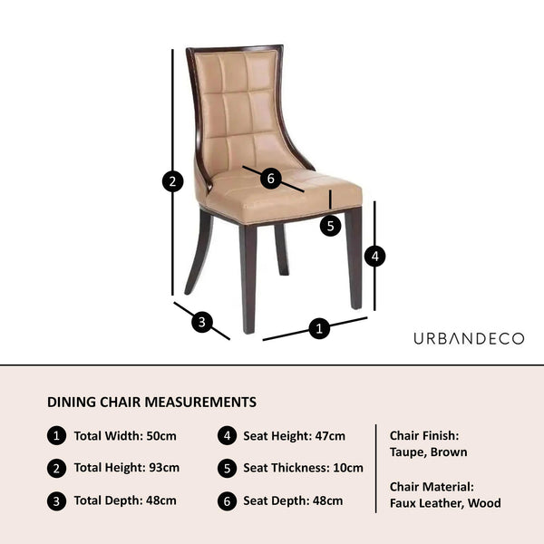 Zanetti Taupe Leather Dining Chair with Brown Legs