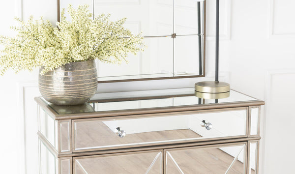 Acorn Mirrored Champagne Trim Small Sideboard - 2 Doors
