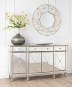 Acorn Mirrored Champagne Trim Large Sideboard - 3 Doors
