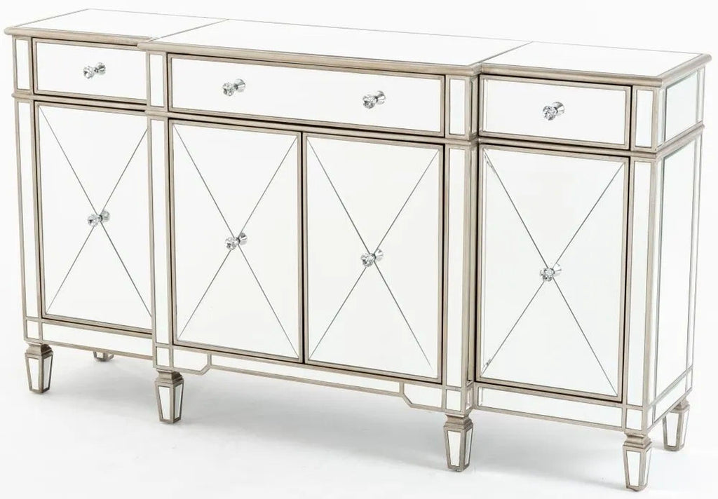 Acorn Mirrored Champagne Trim Large Sideboard - 3 Doors