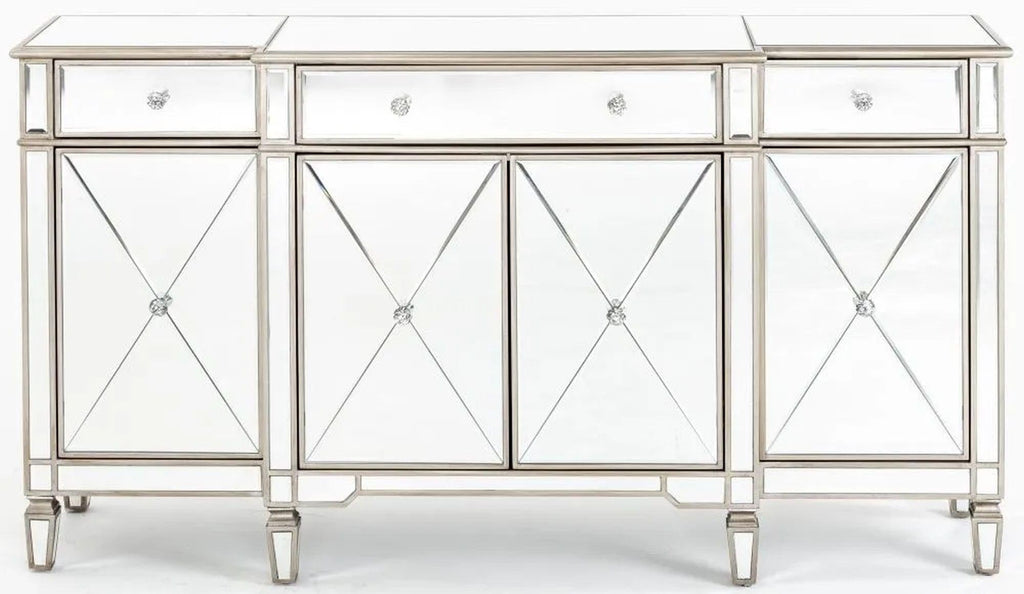 Acorn Mirrored Champagne Trim Large Sideboard - 3 Doors
