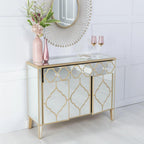 Cairo Mirrored Gold Trim Large Sideboard - 3 Doors