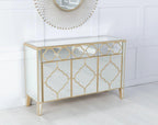 Cairo Mirrored Gold Trim Large Sideboard - 3 Doors