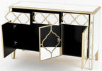 Cairo Mirrored Gold Trim Large Sideboard - 3 Doors