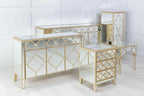 Cairo Mirrored Gold Trim Large Sideboard - 4 Doors