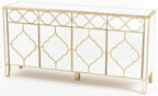 Cairo Mirrored Gold Trim Large Sideboard - 4 Doors