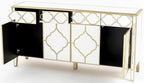 Cairo Mirrored Gold Trim Large Sideboard - 4 Doors