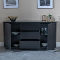 Dante Black Ceramic Fluted Large Sideboard