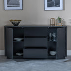 Dante Black Ceramic Fluted Large Sideboard