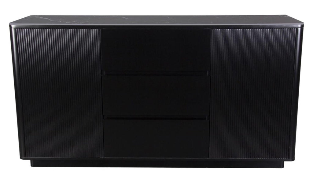 Dante Black Ceramic Fluted Large Sideboard