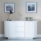 Mondrian White Melamine Top Curved Fluted Sideboard