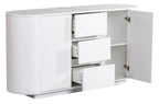 Mondrian White Melamine Top Curved Fluted Sideboard