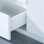Mondrian White Melamine Top Curved Fluted Sideboard