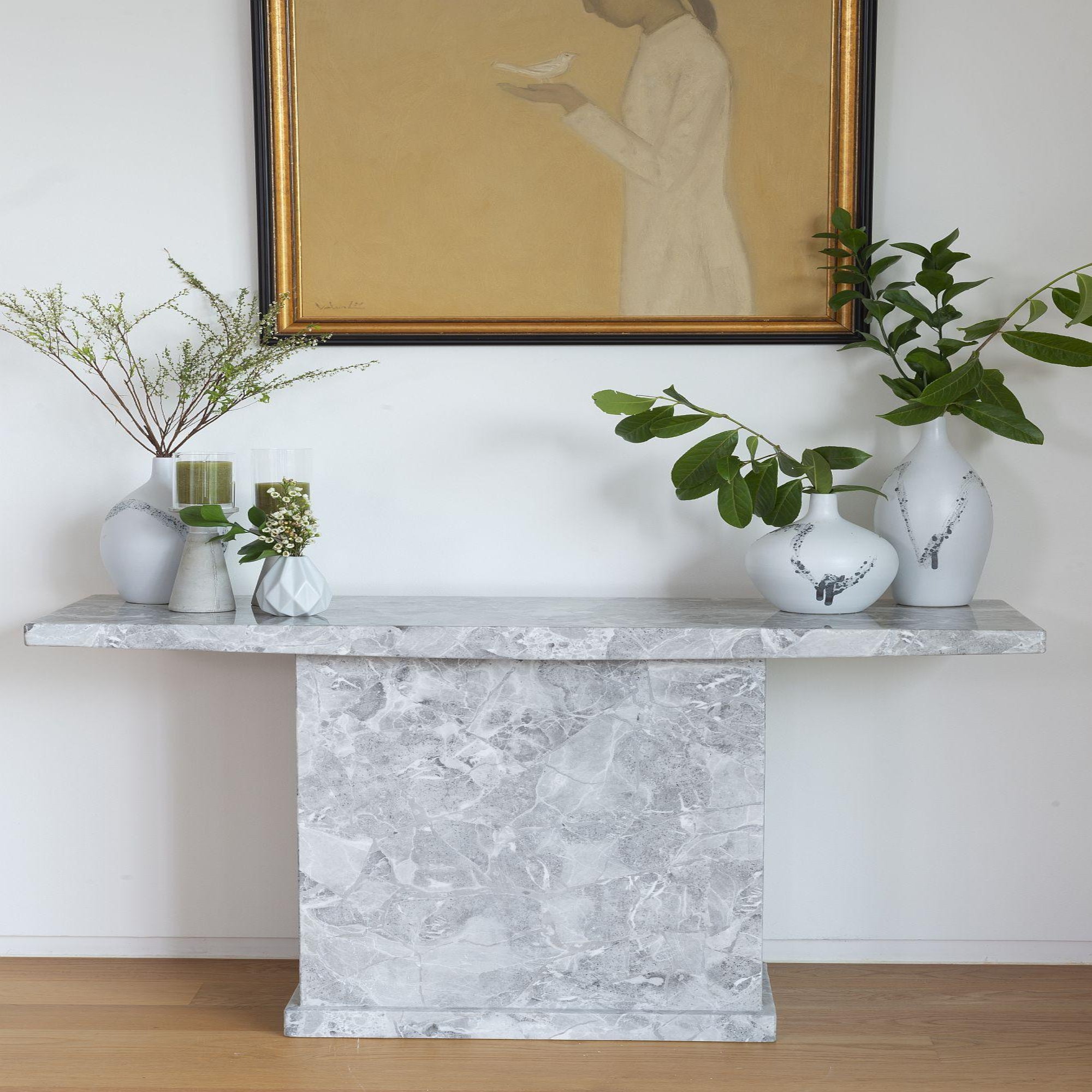 Anza Grey Marble Console Table