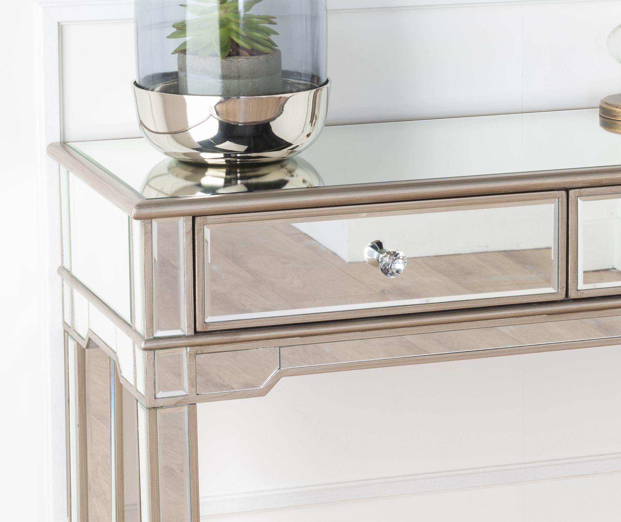 Acorn Mirrored Champagne Trim Console Table
