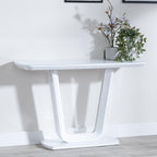 Alpen White Gloss Console Table with Glass Top