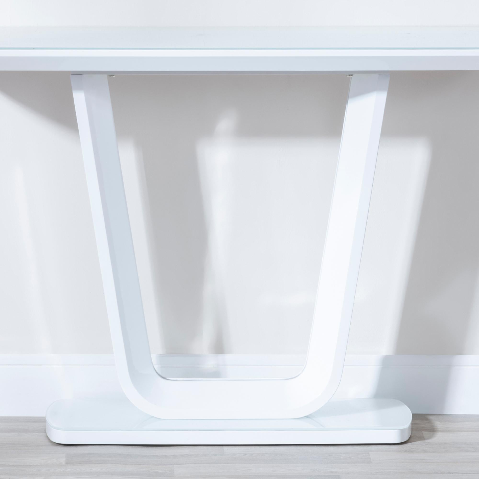 Alpen White Gloss Console Table with Glass Top
