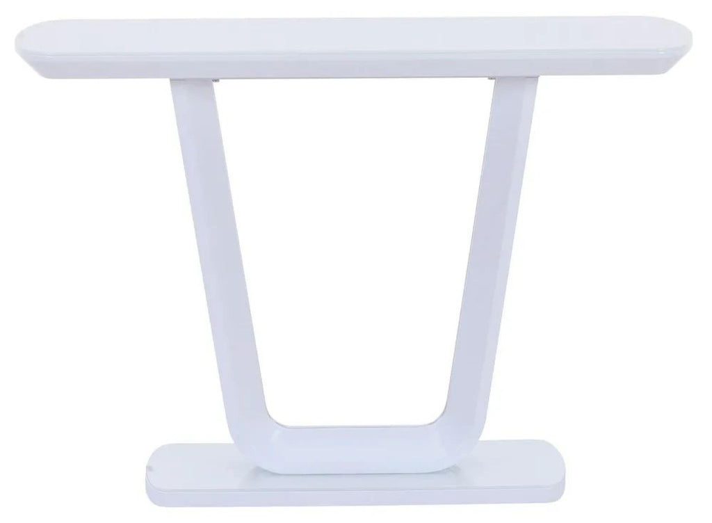 Alpen White Gloss Console Table with Glass Top