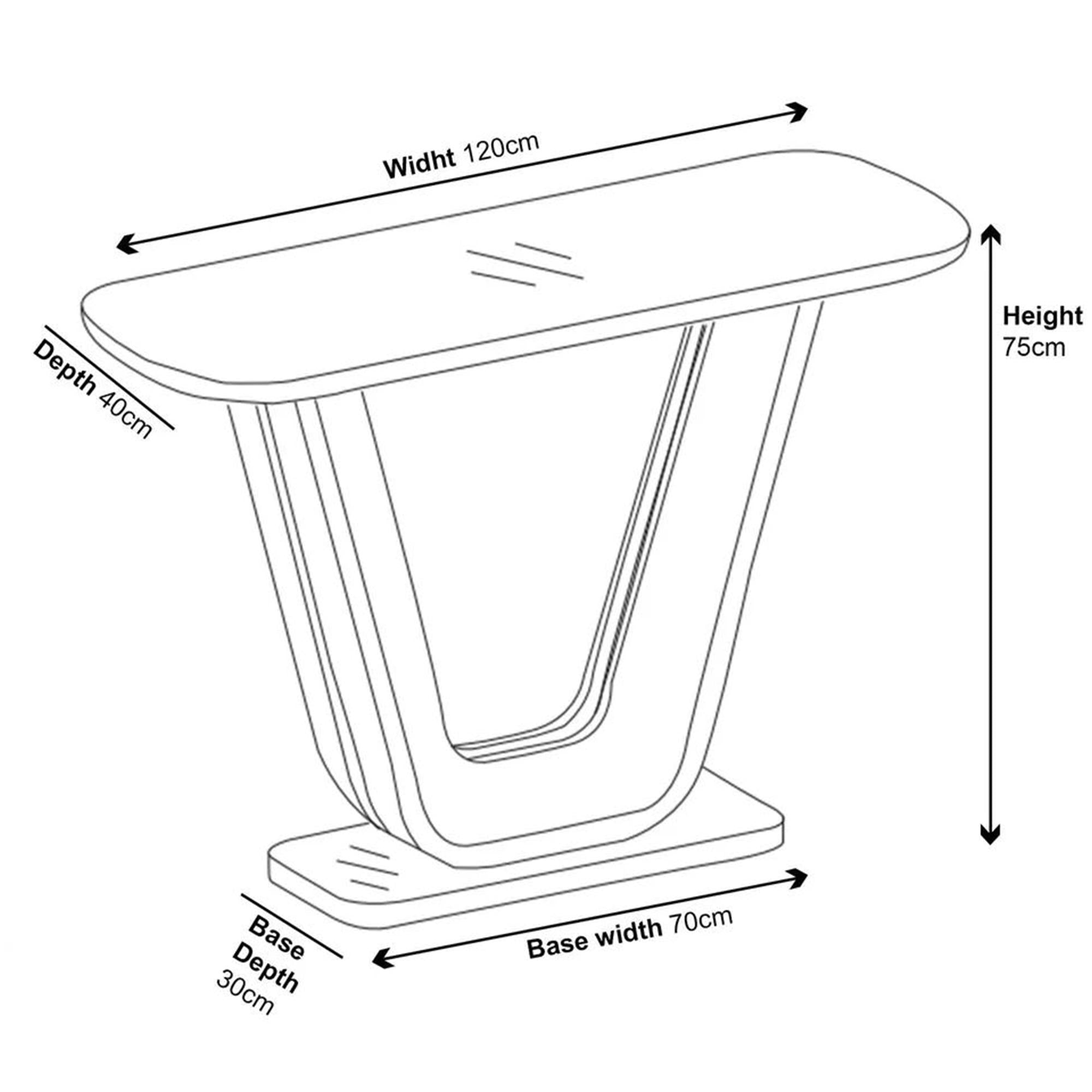 Alpen White Gloss Console Table with Glass Top