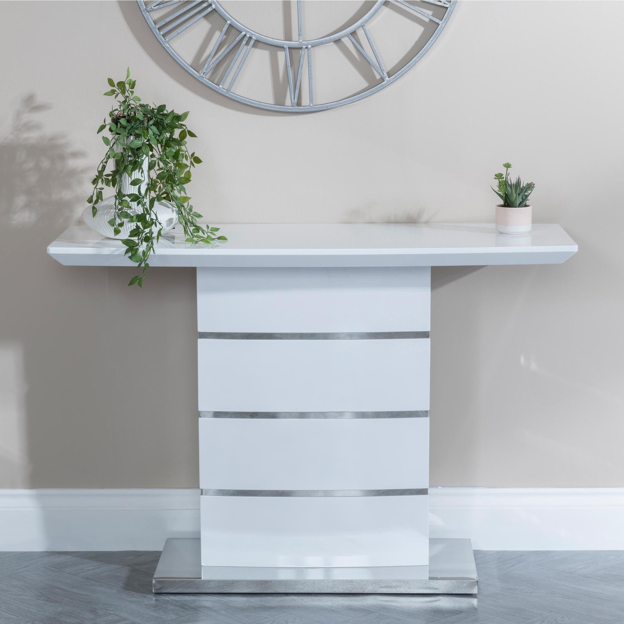 Brice White Gloss Console Table