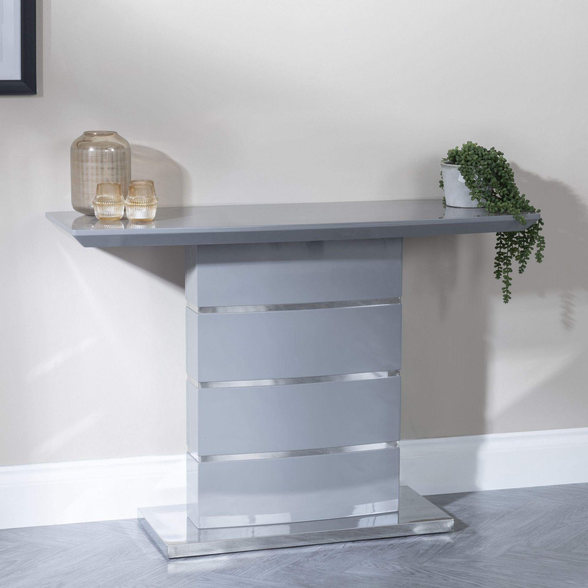 Brice Grey Gloss Console Table