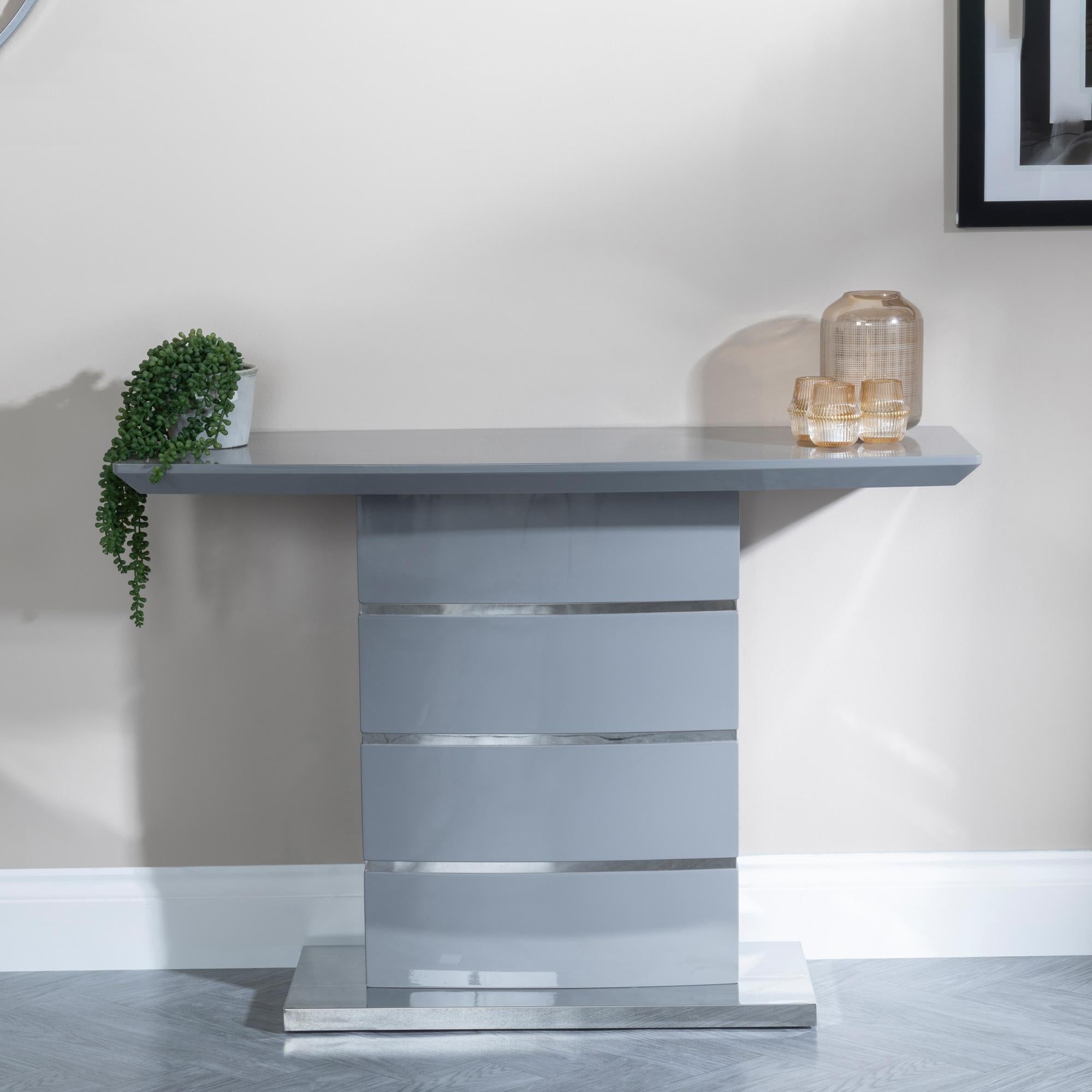 Brice Grey Gloss Console Table