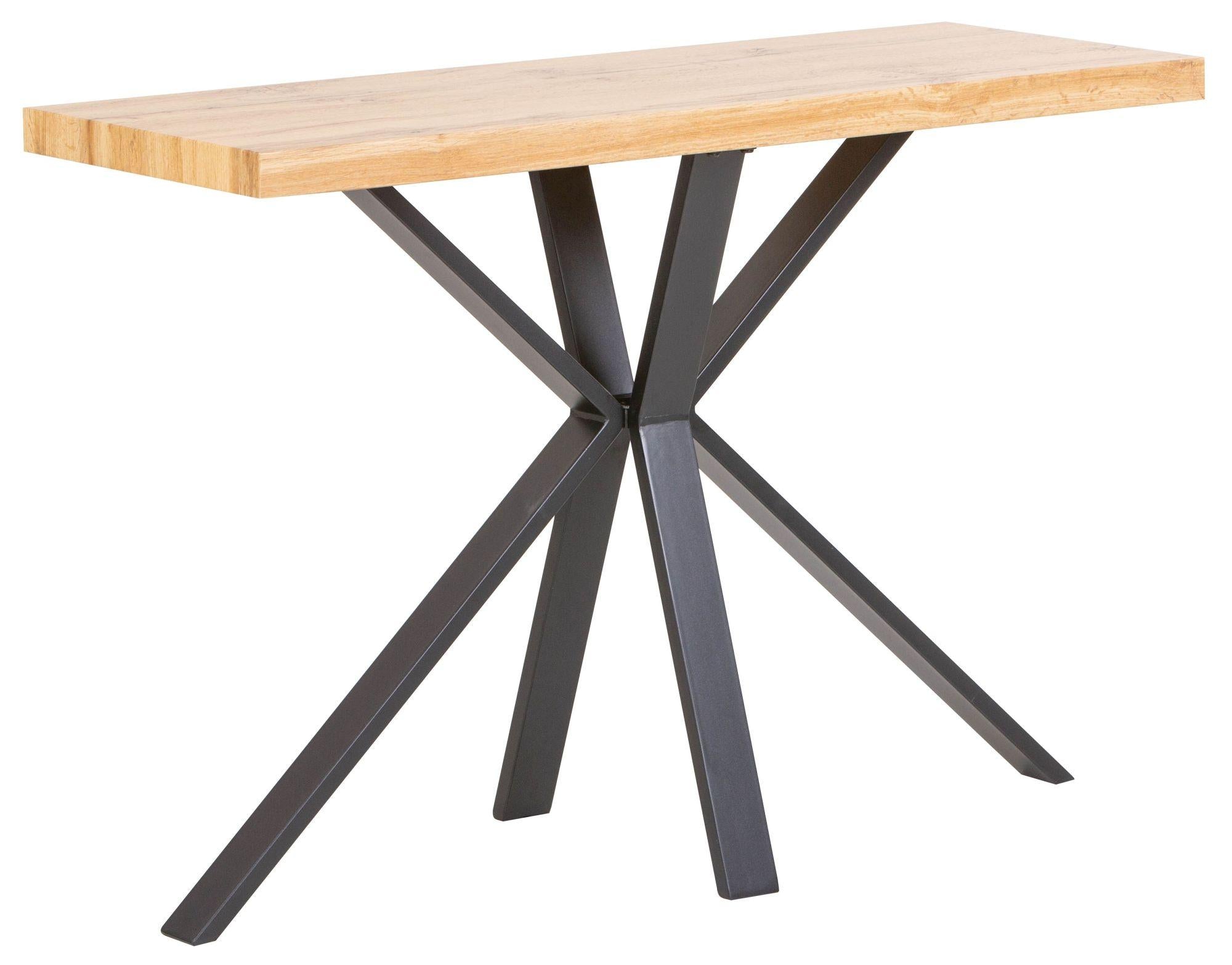 Cadell Industrial Oak Effect Console Table with Black Spider Legs