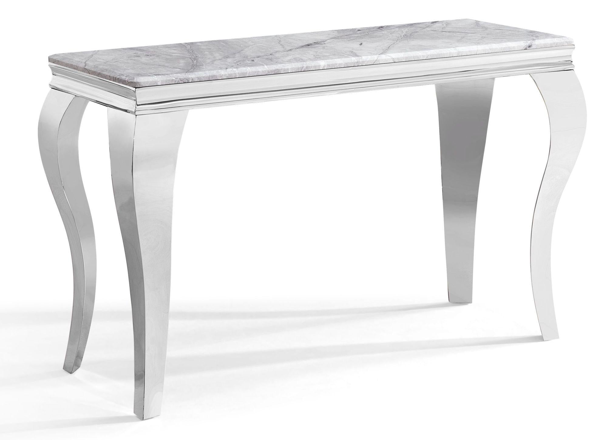 Merida Grey Marble and Chrome Console Table