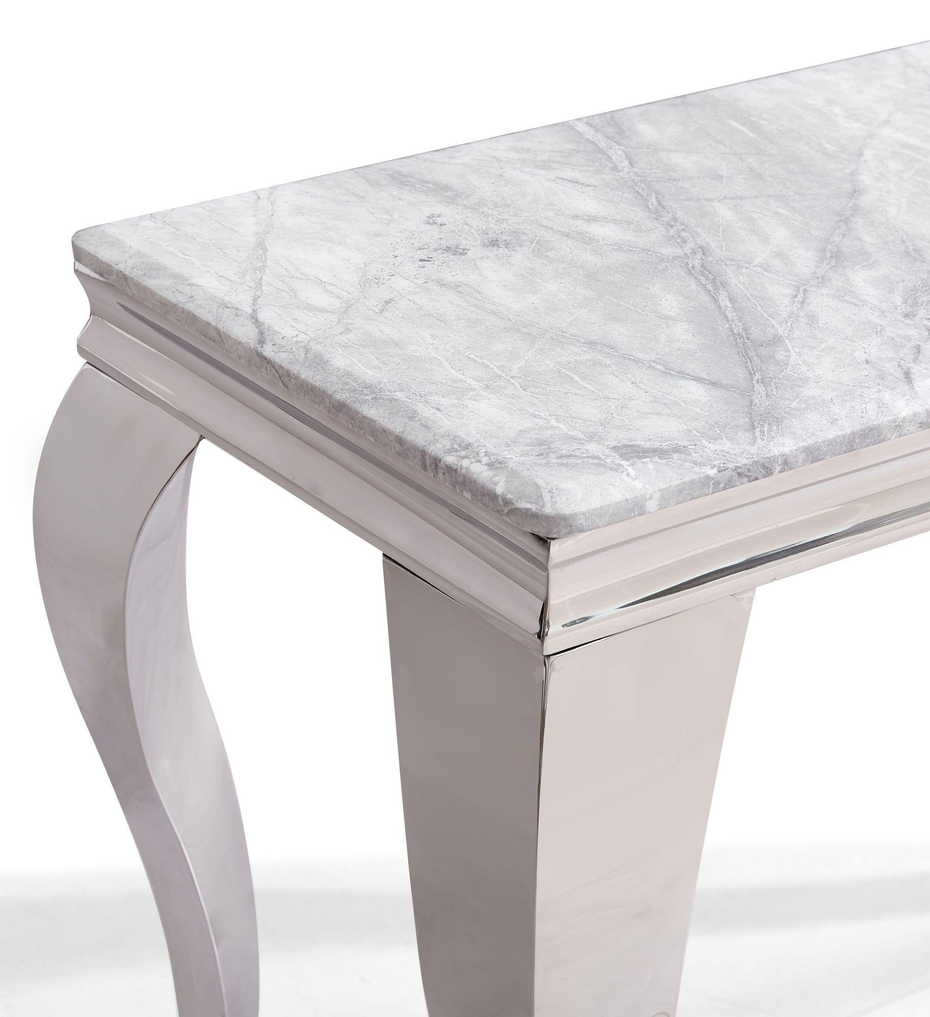 Merida Grey Marble and Chrome Console Table