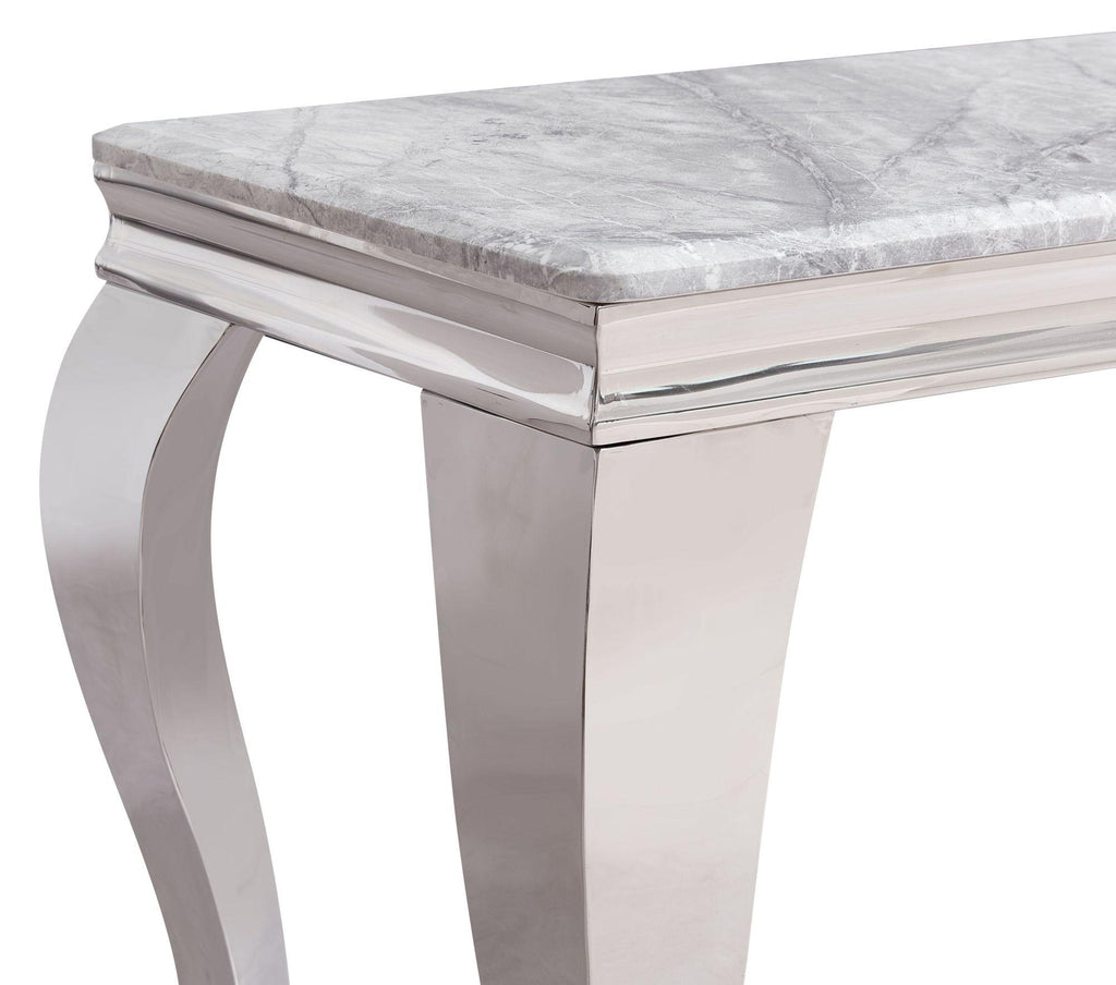 Merida Grey Marble and Chrome Console Table